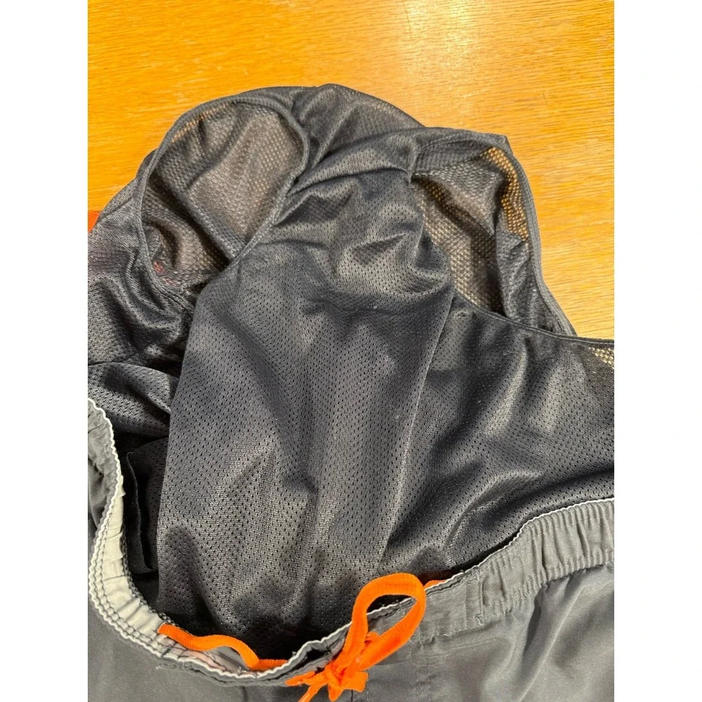 Nike Swim Trunks Men's Large Gray Orange Mesh Lined Board Shorts‎ Drawstring